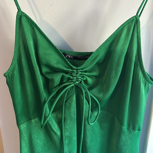 Zara Green Satin Dress - Picture 2 of 4
